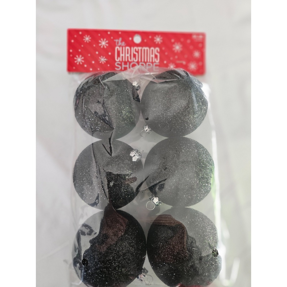 The Christmas Shoppe Pegged Plastic 70mm Chunk Glitter Balls Black Halloween